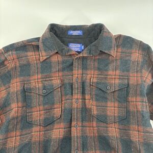 Sir Pendleton Shirt Mens XL Multicolor Long Plaid Button Down 100% Virgin Wool